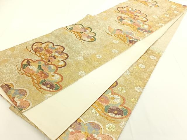 平和屋着物◎六通柄袋帯　唐織　浜松文　金糸　正絹　逸品　AAAN6525jh