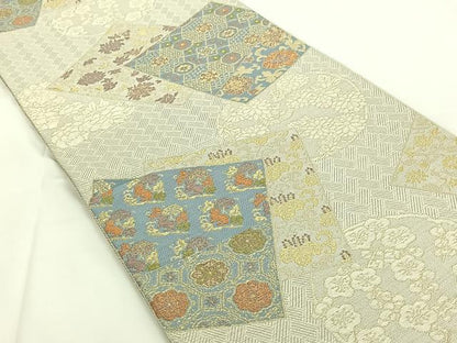 平和屋着物◎六通柄袋帯　名物裂　金糸　正絹　逸品　AAAN6526jh
