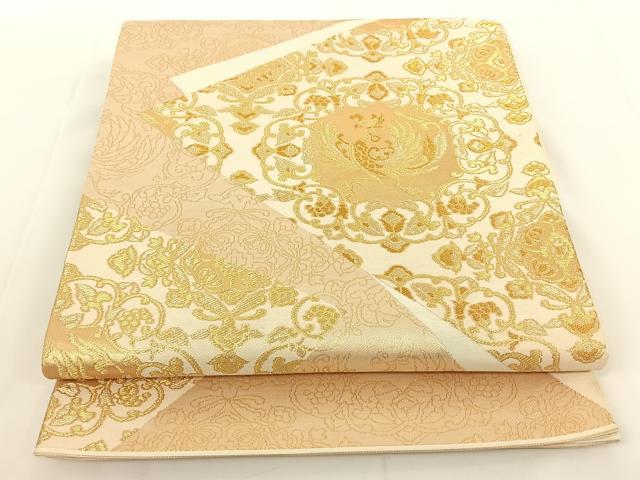 平和屋着物◎六通柄袋帯　鳳凰花文　金糸　正絹　逸品　AAAN6539jh