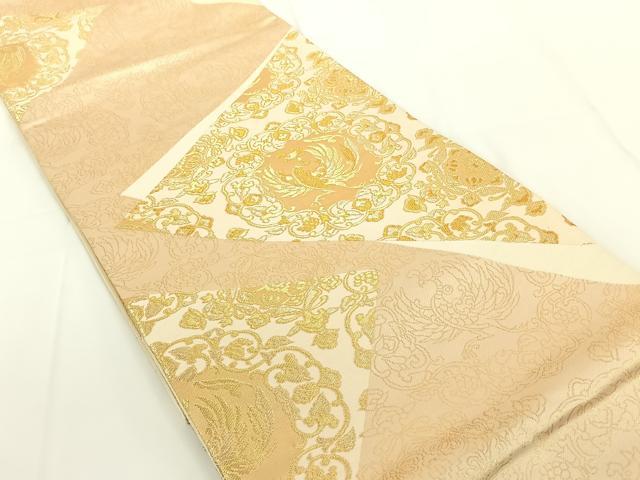 平和屋着物◎六通柄袋帯　鳳凰花文　金糸　正絹　逸品　AAAN6539jh