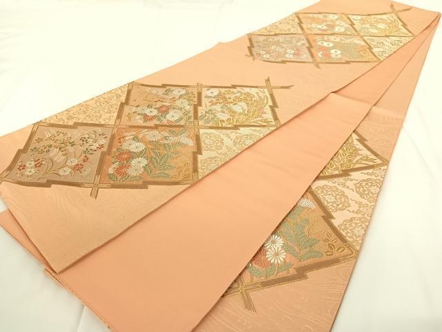 平和屋着物◎六通柄袋帯 天井花文 金糸 正絹 逸品 AAAN6572jh