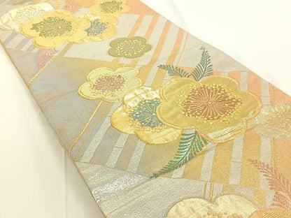 平和屋着物◎六通柄袋帯 舞梅文 金銀糸 正絹 逸品 AAAN6585jh