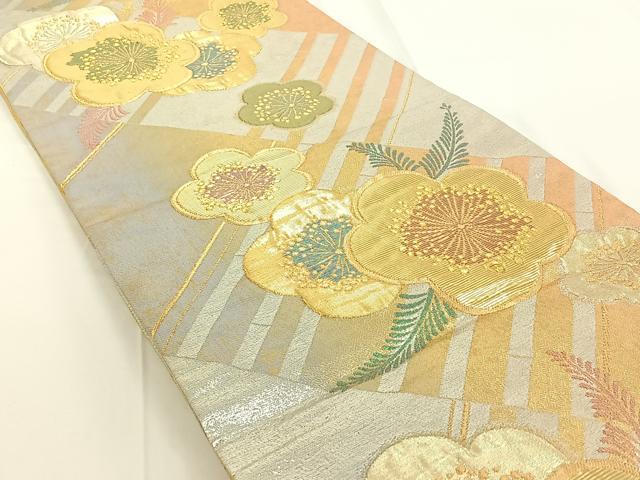 平和屋着物◎六通柄袋帯 舞梅文 金銀糸 正絹 逸品 AAAN6585jh