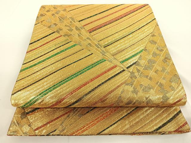 平和屋着物◎両面六通柄袋帯 切嵌文 金糸 正絹 逸品 AAAN6595jh