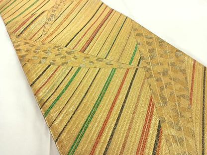 平和屋着物◎両面六通柄袋帯 切嵌文 金糸 正絹 逸品 AAAN6595jh