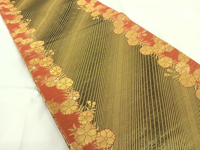 平和屋着物◎両面六通柄袋帯 切嵌文 金糸 正絹 逸品 AAAN6595jh