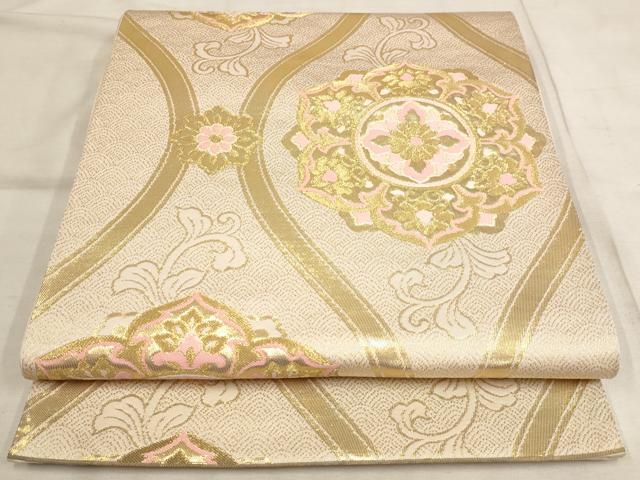 平和屋着物◎六通柄袋帯 正倉院立涌花文 金糸 正絹 逸品 AAAN6764st