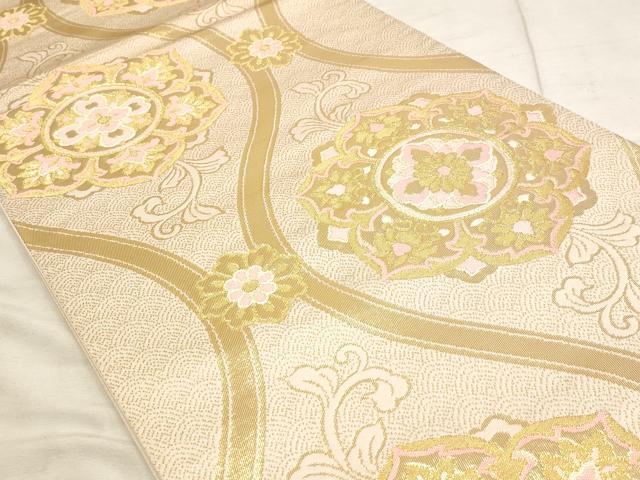 平和屋着物◎六通柄袋帯 正倉院立涌花文 金糸 正絹 逸品 AAAN6764st