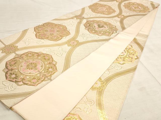 平和屋着物◎六通柄袋帯 正倉院立涌花文 金糸 正絹 逸品 AAAN6764st
