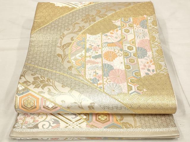 平和屋着物◎六通柄袋帯　吉祥花鳥文　金銀糸　正絹　逸品　AAAN6787st