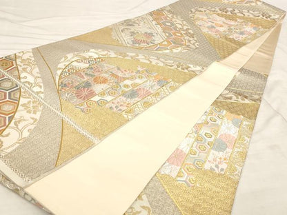 平和屋着物◎六通柄袋帯　吉祥花鳥文　金銀糸　正絹　逸品　AAAN6787st