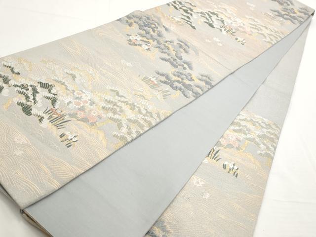 平和屋着物◎六通柄袋帯 唐織 立波風景花文 金糸 正絹 逸品 AAAN6813st