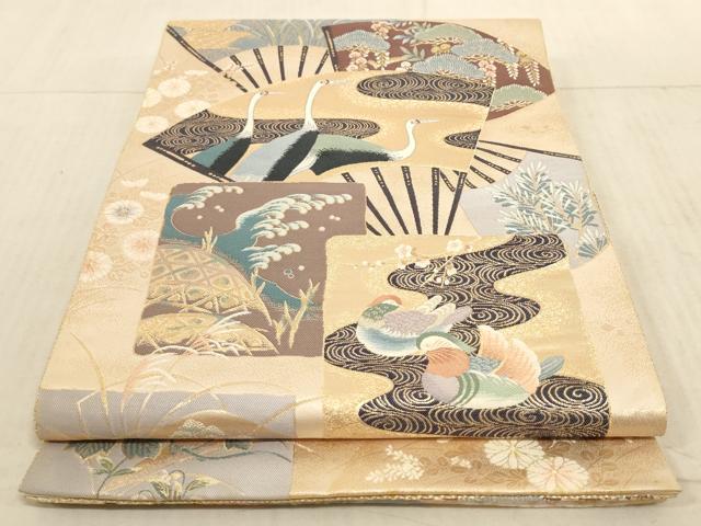 平和屋着物◎六通柄袋帯 九百錦 瑞鳥光琳文 金糸 正絹 逸品 AAAN6863pf