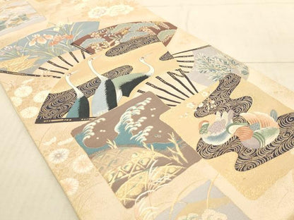 平和屋着物◎六通柄袋帯 九百錦 瑞鳥光琳文 金糸 正絹 逸品 AAAN6863pf