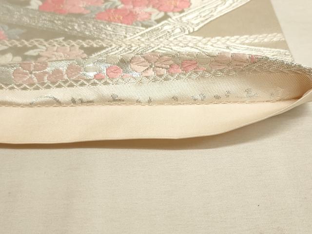 平和屋着物◎六通柄袋帯 唐織 花格子 金銀糸 正絹 逸品 AAAN6903pf