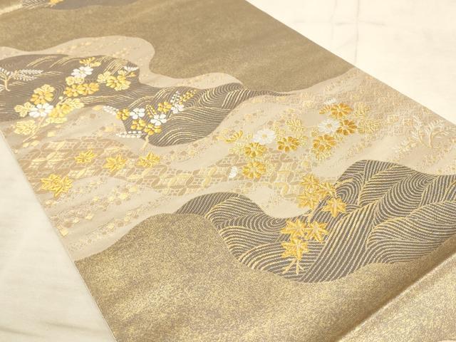 平和屋着物◎六通柄袋帯 道長花文 金糸 正絹 逸品 AAAN6908pf