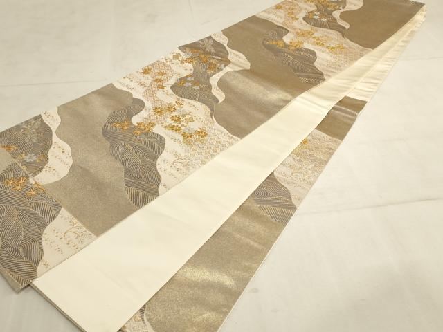 平和屋着物◎六通柄袋帯 道長花文 金糸 正絹 逸品 AAAN6908pf