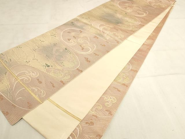 平和屋着物◎全通柄 本袋帯 立波文 金糸 正絹 逸品 AAAN6930pf