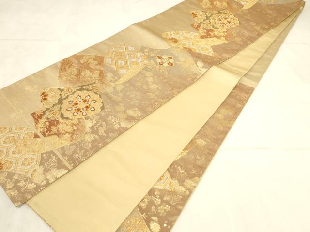 平和屋着物◎六通柄袋帯 正倉院花文 金銀糸 正絹 逸品 AAAN7142pf