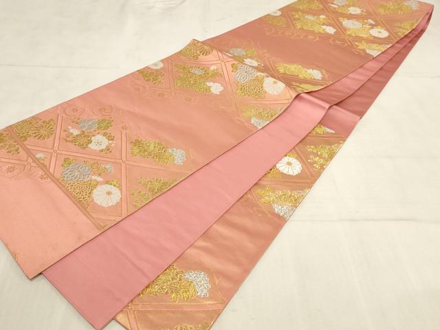 平和屋着物◎六通柄袋帯 雲取り花菱文 金銀糸 引箔 正絹 逸品 AAAN7150pf