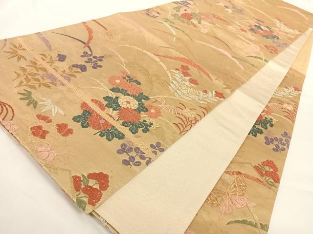 平和屋着物◎六通柄袋帯 寿華唐織文 金糸 正絹 逸品 AAAN7603wt