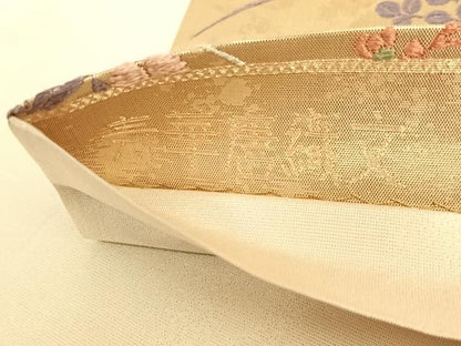 平和屋着物◎六通柄袋帯 寿華唐織文 金糸 正絹 逸品 AAAN7603wt