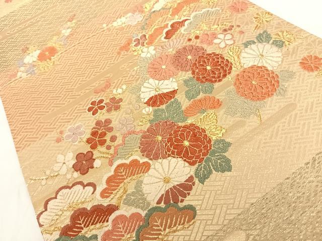 平和屋着物◎六通柄袋帯 唐織 エ霞吉祥花文 金糸 正絹 逸品 AAAN7604wt