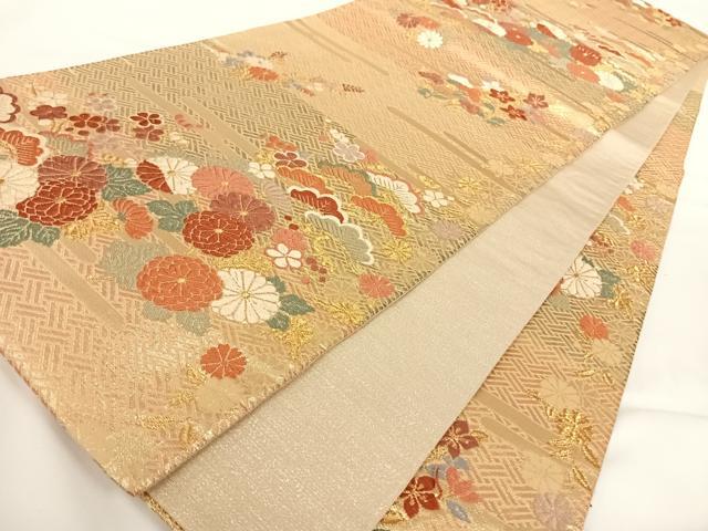 平和屋着物◎六通柄袋帯 唐織 エ霞吉祥花文 金糸 正絹 逸品 AAAN7604wt