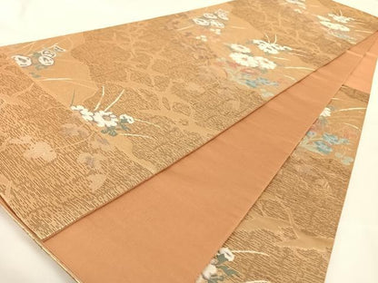 平和屋着物◎六通柄袋帯 道長花弁図 金糸 正絹 逸品 AAAN7606wt