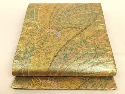 平和屋着物◎六通柄袋帯　舞蝶文　金糸　正絹　逸品　AAAN7611wt