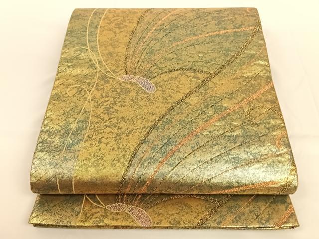 平和屋着物◎六通柄袋帯　舞蝶文　金糸　正絹　逸品　AAAN7611wt
