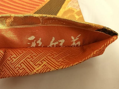 平和屋着物◎佐賀錦 両面六通柄袋帯 彩好苑 立波吉祥花文 金糸 正絹 逸品 AAAN7612wt