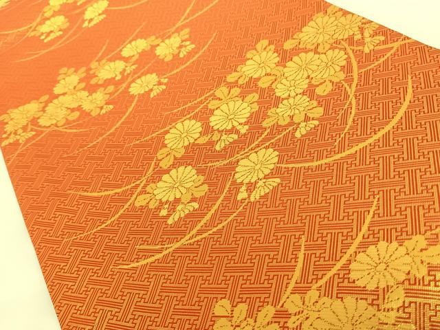 平和屋着物◎佐賀錦 両面六通柄袋帯 彩好苑 立波吉祥花文 金糸 正絹 逸品 AAAN7612wt