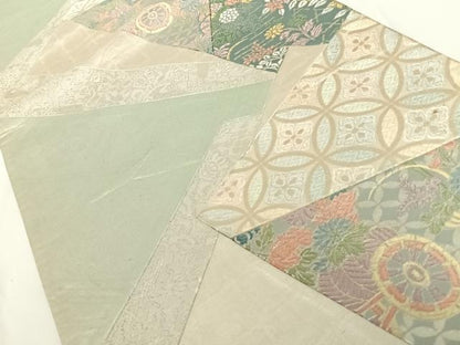平和屋着物◎六通柄袋帯 切嵌 吉祥花文 銀糸 正絹 逸品 AAAN7617wt