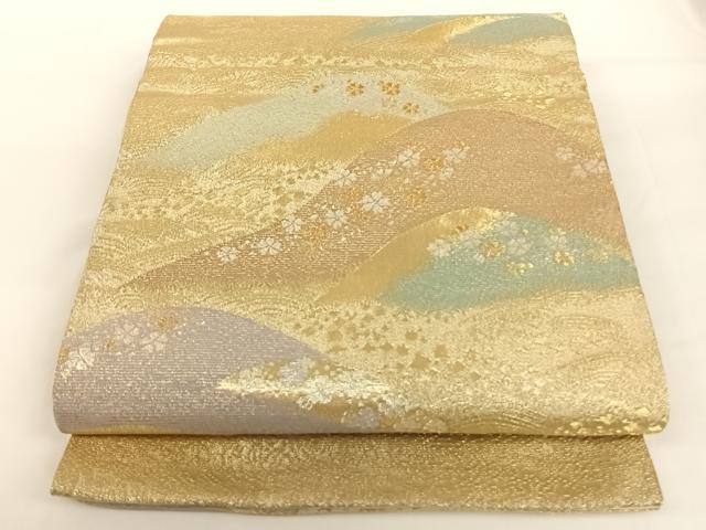 平和屋着物◎六通柄袋帯 重ね山吉祥花文 金銀糸 正絹 逸品 AAAN7634wt