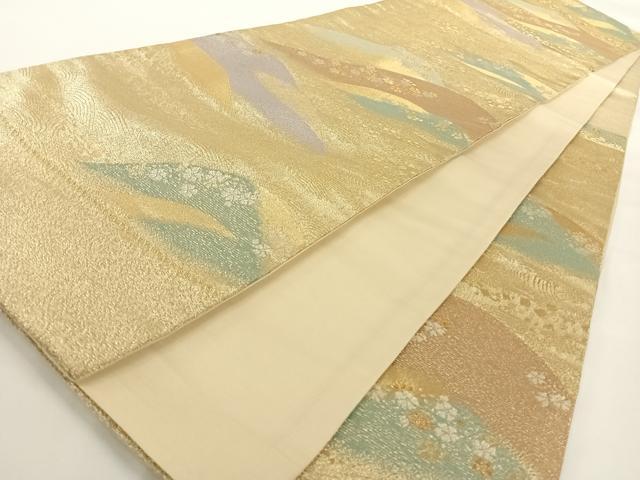 平和屋着物◎六通柄袋帯 重ね山吉祥花文 金銀糸 正絹 逸品 AAAN7634wt