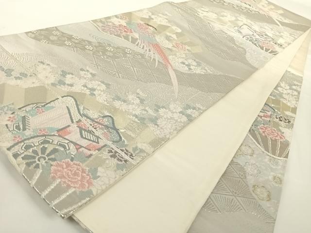 平和屋着物◎六通柄袋帯 唐織 道長御所車花文 金銀糸 正絹 逸品 AAAN7638wt
