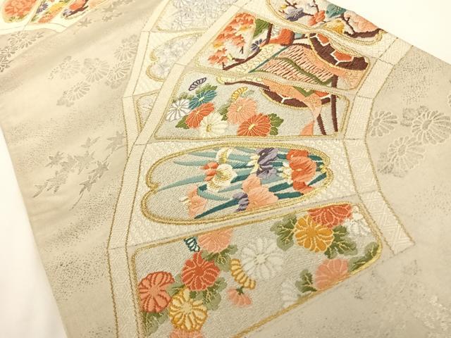 平和屋着物◎六通柄袋帯 唐織 地紙御所車花文 金銀糸 正絹 逸品 AAAN7656wt