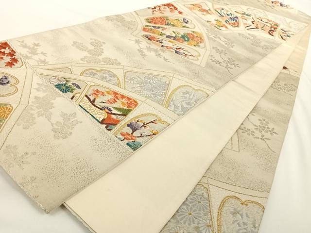 平和屋着物◎六通柄袋帯 唐織 地紙御所車花文 金銀糸 正絹 逸品 AAAN7656wt
