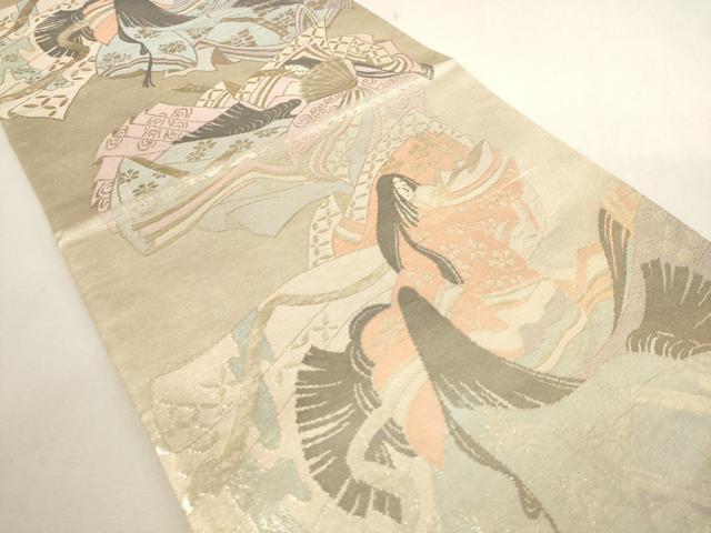 平和屋着物◎六通柄袋帯 女人文 銀糸 正絹 逸品 AAAN7858pf