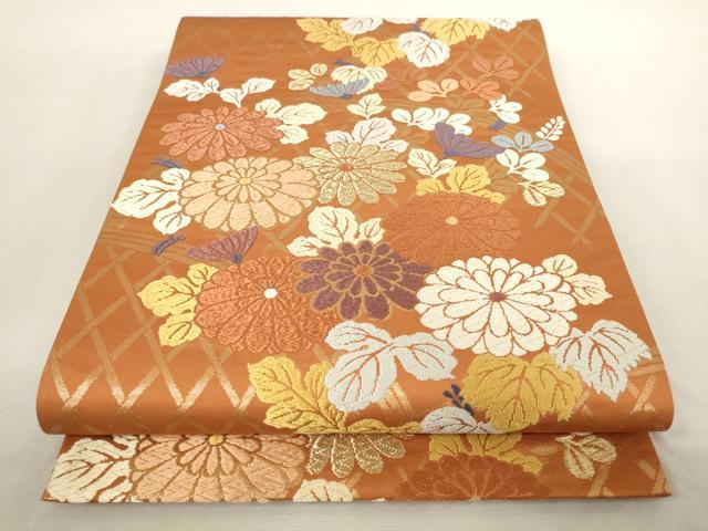 平和屋着物◎六通柄袋帯 唐織 花籬文 金糸 正絹 逸品 AAAN7866pf