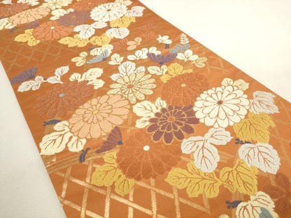 平和屋着物◎六通柄袋帯 唐織 花籬文 金糸 正絹 逸品 AAAN7866pf