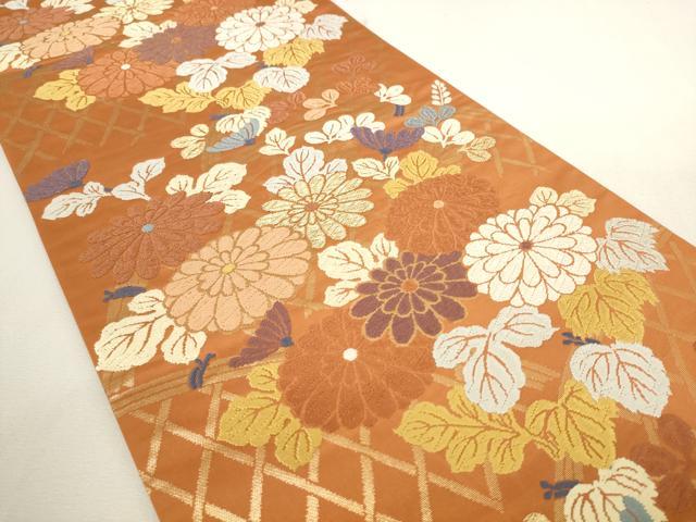 平和屋着物◎六通柄袋帯 唐織 花籬文 金糸 正絹 逸品 AAAN7866pf