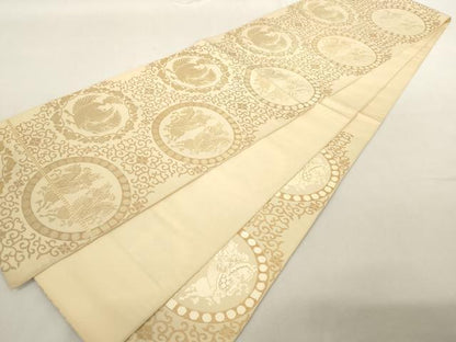 平和屋着物◎六通柄袋帯 唐華天平紋 金糸 正絹 逸品 AAAN7873pf