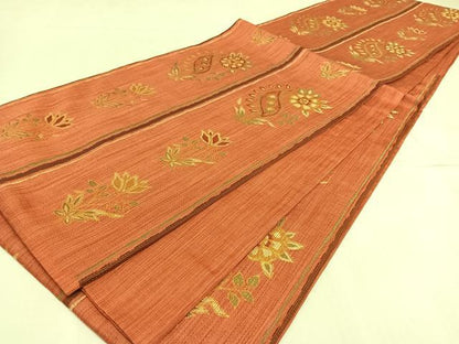 平和屋着物◎六通柄袋帯 更紗間道 金糸 正絹 逸品 AAAN8448jh