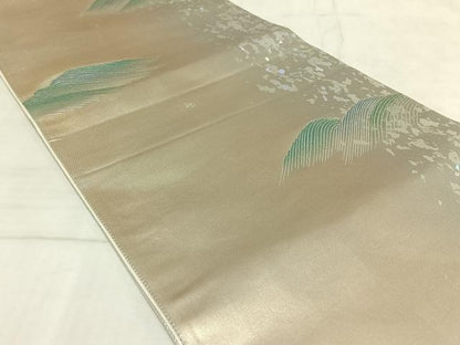 平和屋着物◎六通太鼓柄袋帯 荒波文 金銀彩 引箔 正絹 逸品 AAAN8452jh