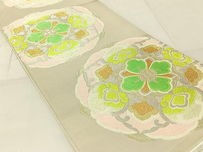 平和屋着物◎六通柄袋帯 唐織 正倉院花文 金銀糸 正絹 逸品 AAAN8521jh
