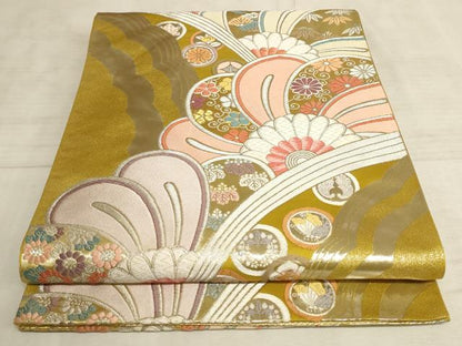 平和屋着物●六通柄袋帯 唐織 舞花文 金銀糸 正絹 逸品 AAAN8989pf