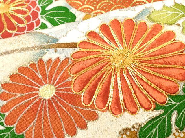 平和屋着物■豪華黒留袖 駒刺繍 草花文 金彩 正絹 逸品 AAAN9210bw