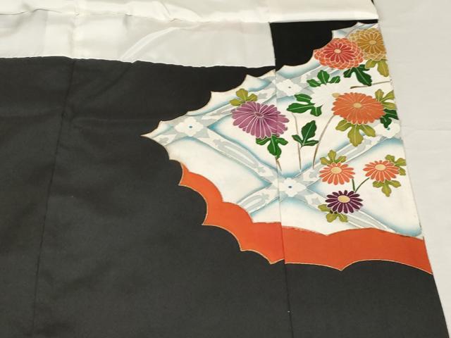 平和屋着物■豪華黒留袖 駒刺繍 草花文 金彩 正絹 逸品 AAAN9210bw